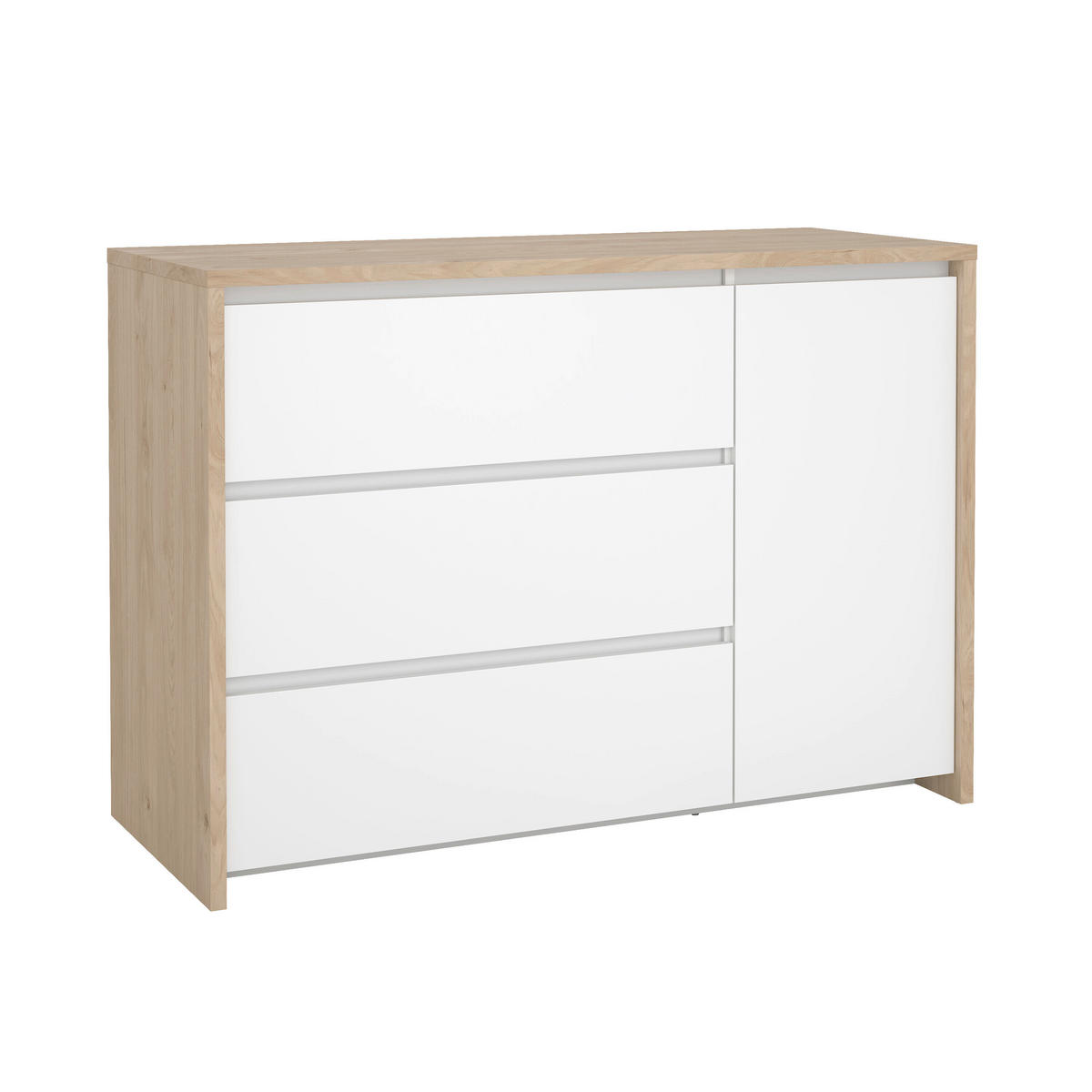 COMODĂ 119/84/48 cm  - alb/culoare lemn stejar, Konventionell, material pe bază de lemn (119/84/48cm) - Boxxx