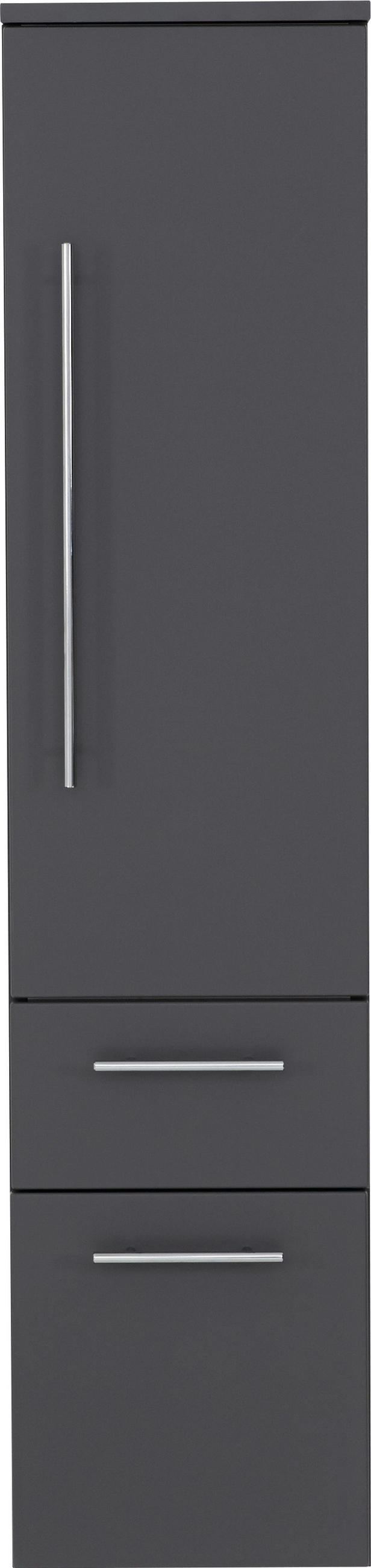 BOČNÁ SKRINKA, sivá, 30/129,6/30 cm - sivá/chrómová, Design, kompozitné drevo (30/129,6/30cm) - Novel