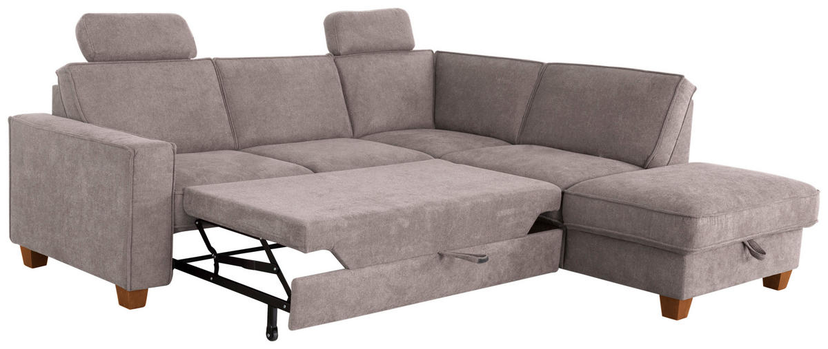 ECKSOFA in Flachgewebe Taupe  - Taupe/Eichefarben, Konventionell, Holz/Textil (236/213cm) - Sit & More