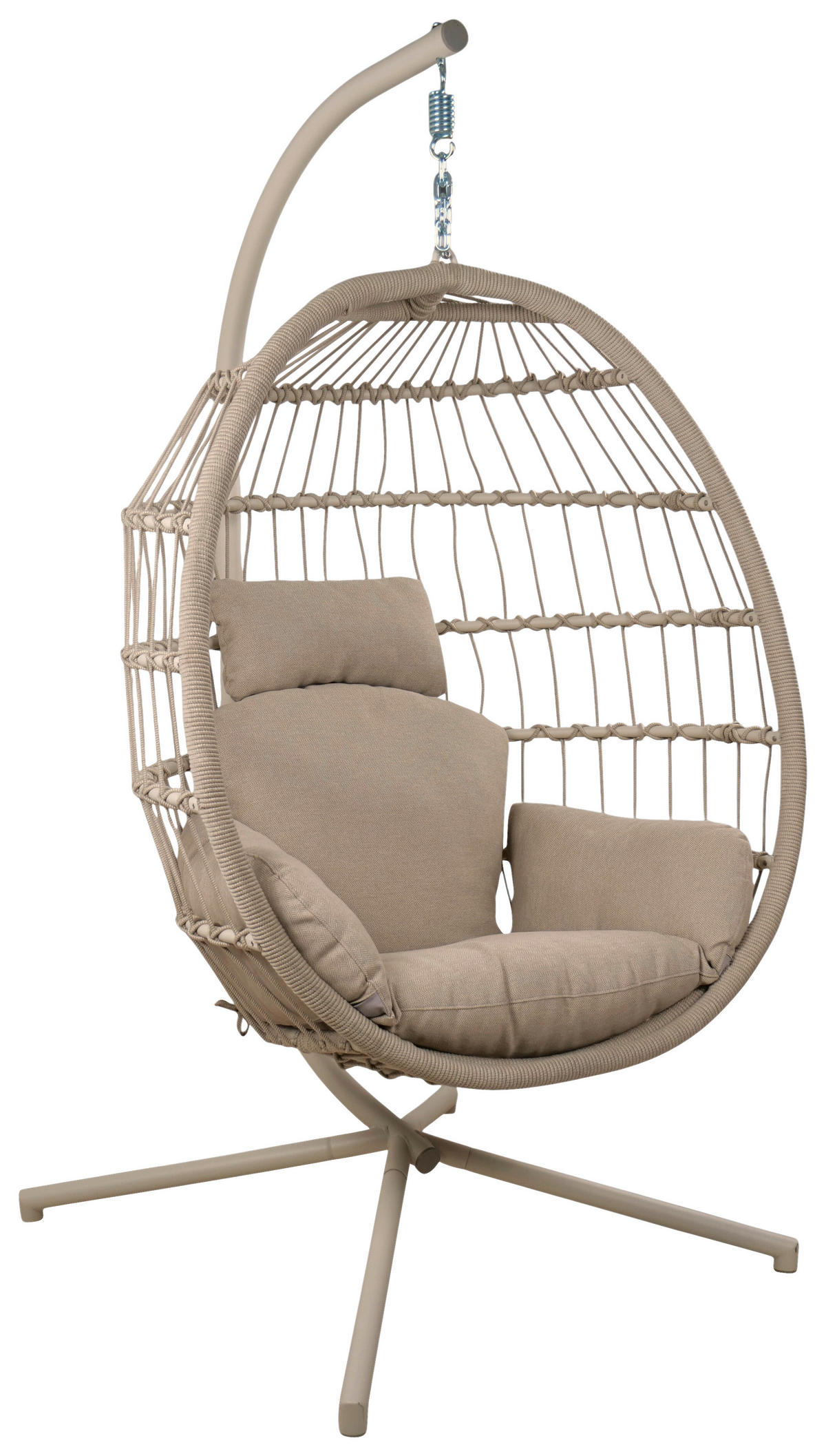 HÄNGESESSEL 110/196/100 cm Stahl  - Elfenbein/Beige, KONVENTIONELL, Textil/Metall (110/196/100cm)