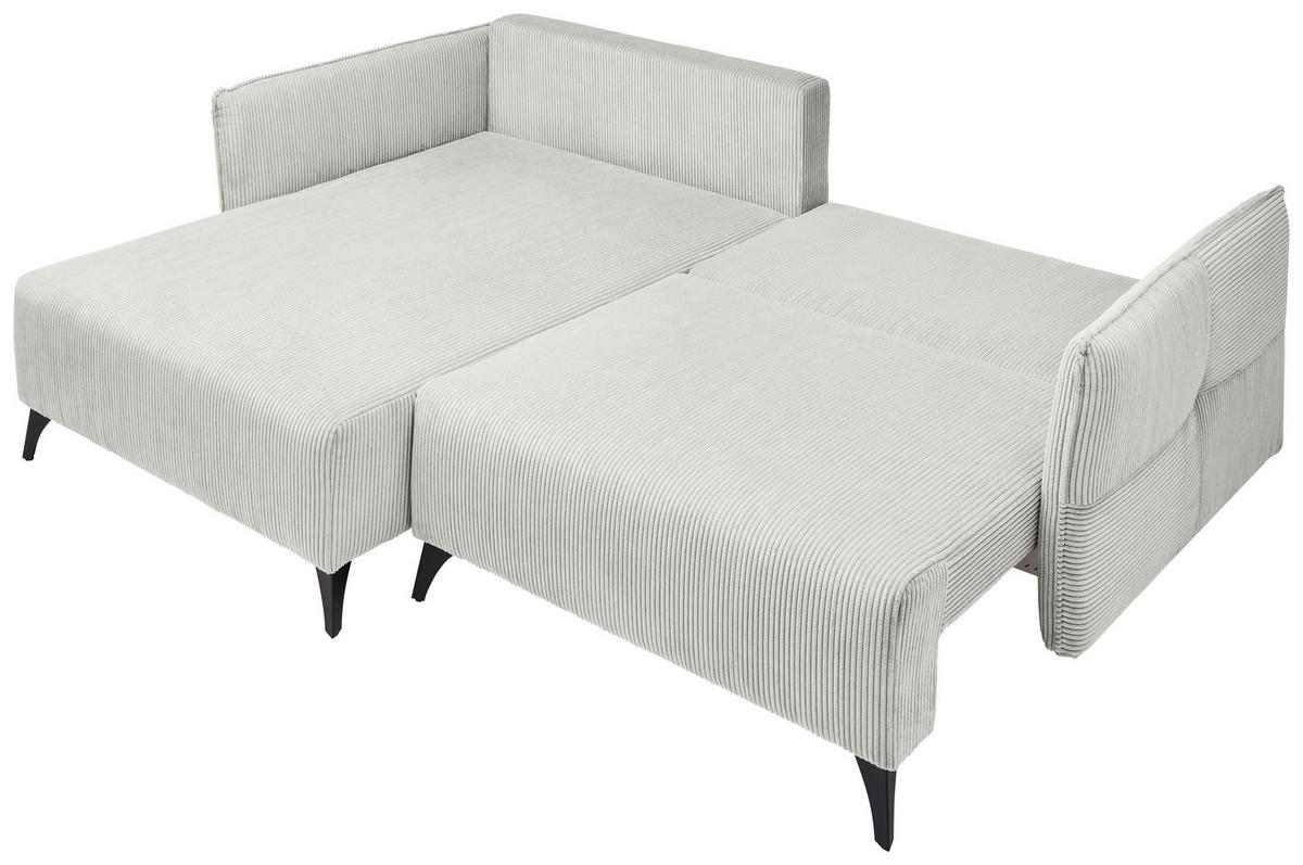 ECKSOFA Creme Cord  - Creme/Schwarz, Design, Textil/Metall (175/254cm) - Stylife