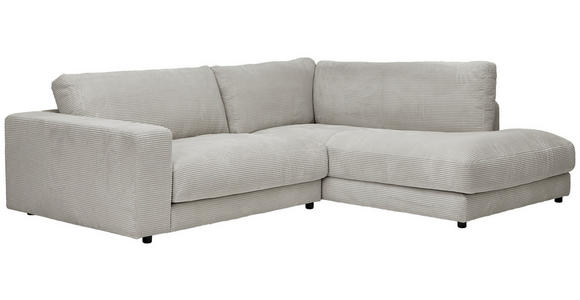 ECKSOFA  in Cord Hellgrau  265/224 cm  - Hellgrau/Schwarz, Design, Kunststoff/Textil (265/224cm) - Hom`in