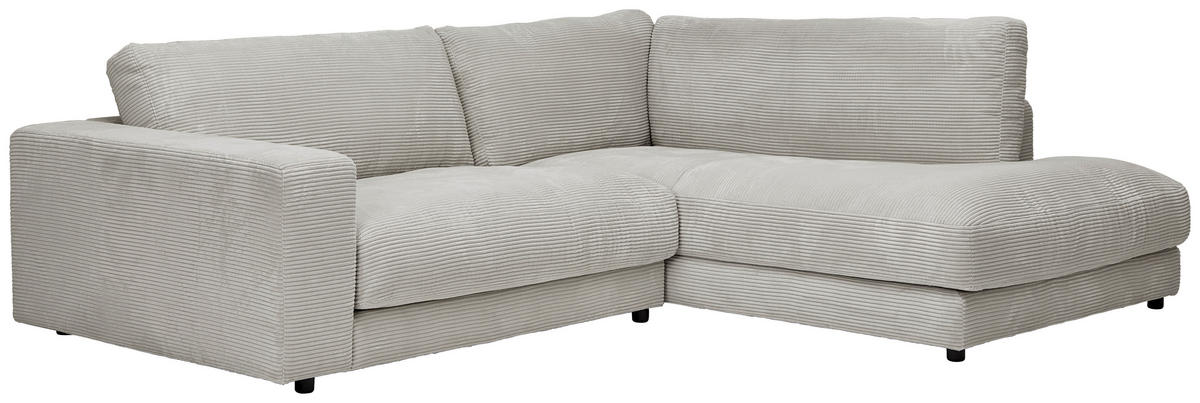 ECKSOFA in Cord Hellgrau  265/224 cm  - Hellgrau/Schwarz, Design, Kunststoff/Textil (265/224cm) - Hom`in