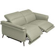 3-SITZER-SOFA  in Echtleder Hellgrau   - Hellgrau/Schwarz, Design, Leder/Metall (210/79/104cm) - Belluti