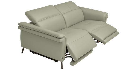 3-SITZER-SOFA  in Echtleder Hellgrau   - Hellgrau/Schwarz, Design, Leder/Metall (210/79/104cm) - Belluti