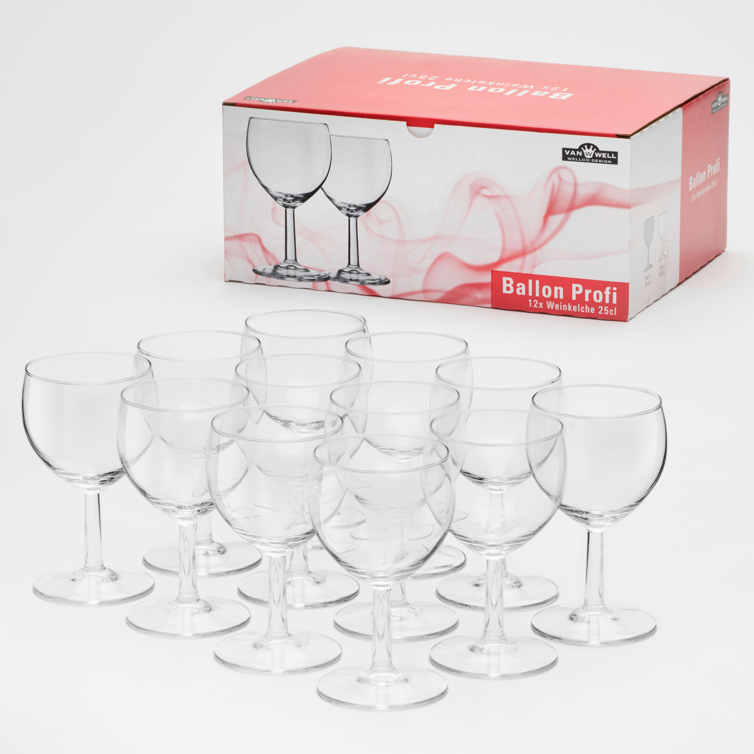 SET ČAŠA  12 delova   - prozirna, Osnovno, staklo (250ml) - Van Well