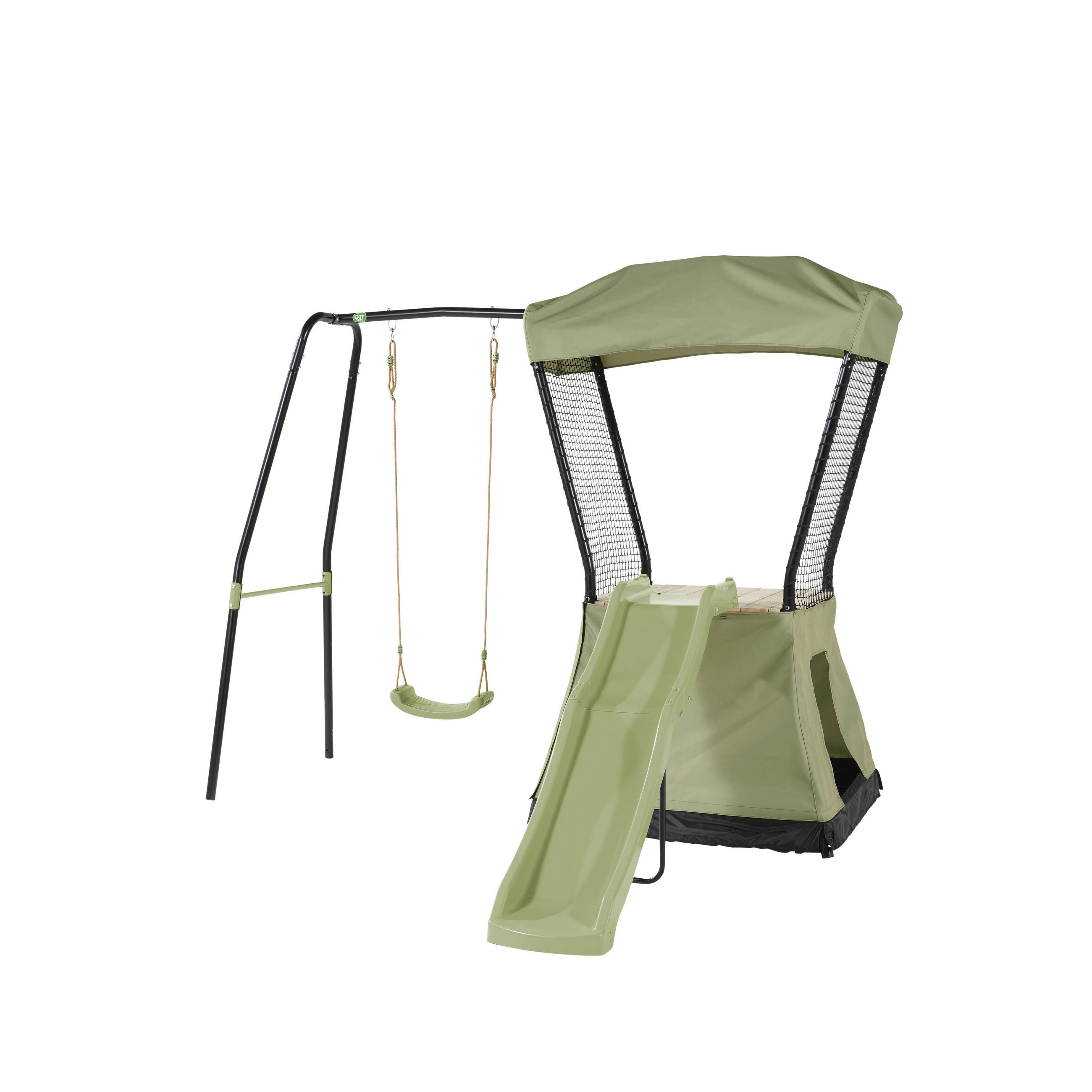 SPIELHAUS  - Schwarz/Naturfarben, KONVENTIONELL, Holz/Kunststoff (253/268/216cm) - EXIT Toys