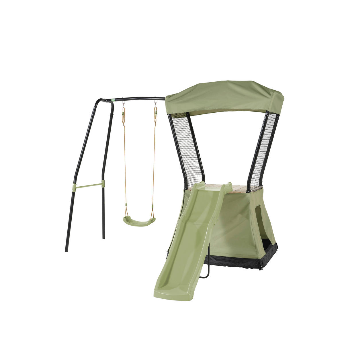 SPIELHAUS  - Schwarz/Naturfarben, KONVENTIONELL, Holz/Kunststoff (253/268/216cm) - EXIT Toys