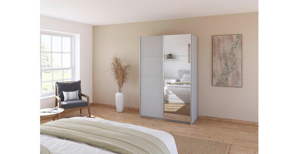 SCHWEBETÜRENSCHRANK  in Seidengrau  - Seidengrau/Alufarben, KONVENTIONELL, Glas/Holzwerkstoff (136/210/62cm) - Xora