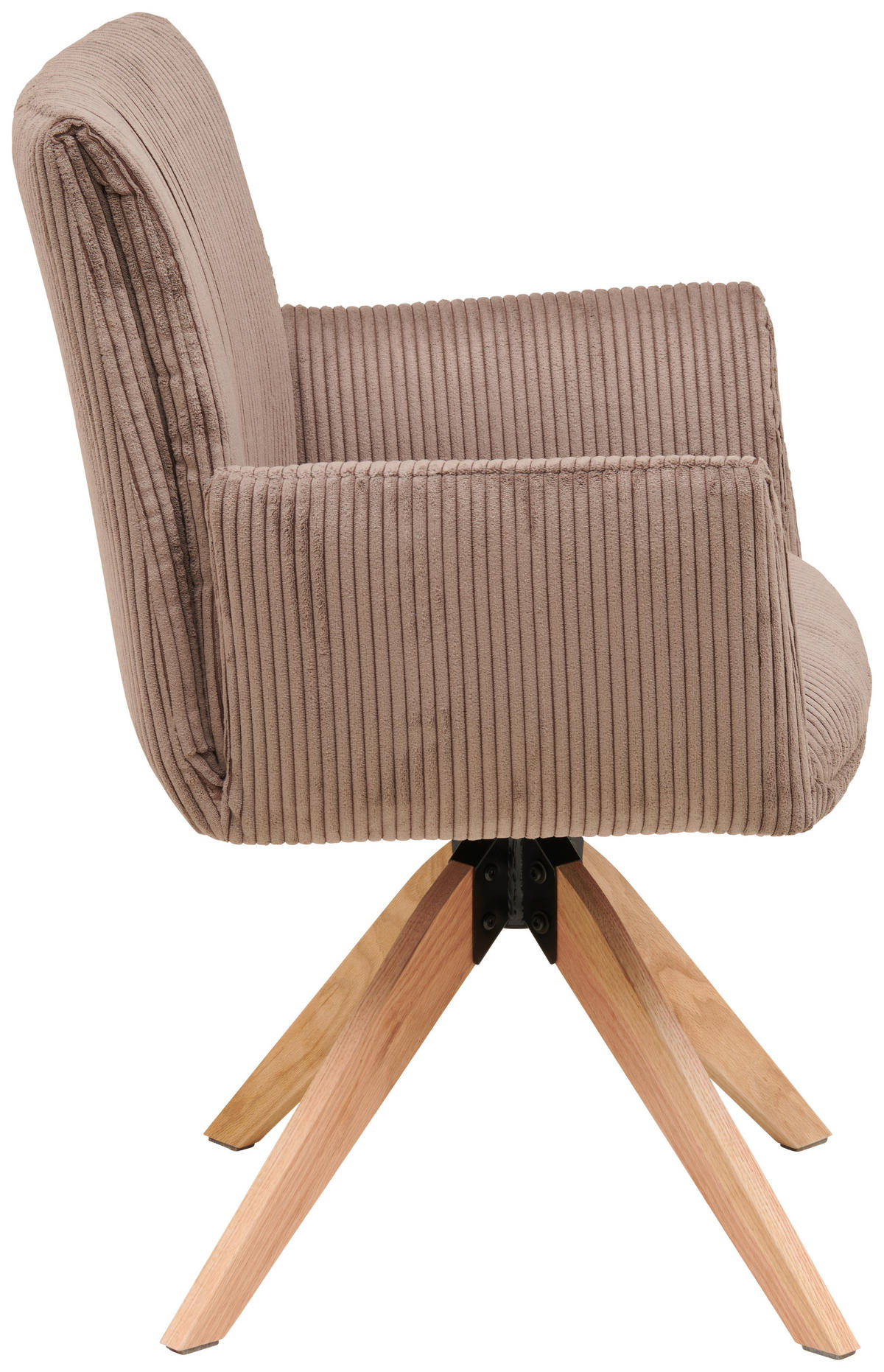 ARMLEHNSTUHL  in Eisen Cord  - Braun/Naturfarben, LIFESTYLE, Holz/Textil (65/90/62,5cm) - MID.YOU