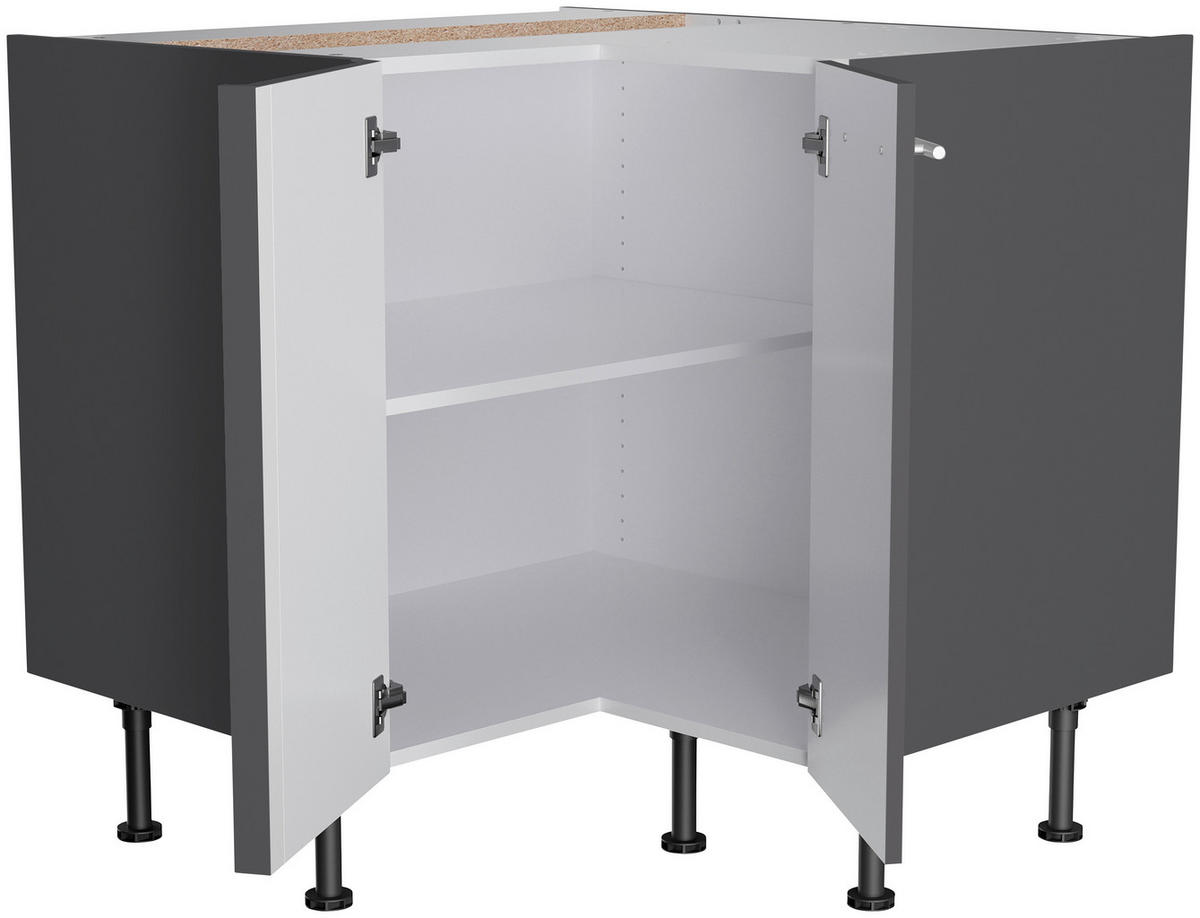 ECKKÜCHE 270/200 cm  in Anthrazit  - Edelstahlfarben/Eichefarben, Basics, Holzwerkstoff/Metall (270/200cm) - Optifit