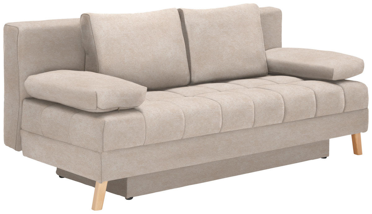 SCHLAFSOFA  in Flachgewebe Sandfarben  - Sandfarben/Naturfarben, KONVENTIONELL, Holz/Textil (195/90/90cm) - Cantus