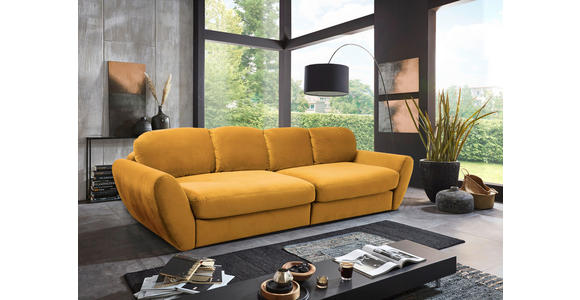 BIGSOFA Flachgewebe Gelb, Goldfarben  - Gelb/Goldfarben, MODERN, Kunststoff/Textil (290/96/113cm) - Cantus