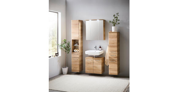 WASCHBECKENUNTERSCHRANK 60/53/33 cm  - Chromfarben/Eichefarben, KONVENTIONELL, Holzwerkstoff/Metall (60/53/33cm) - Xora