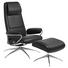 SESSELSET Echtleder Hocker, Relaxfunktion - Edelstahlfarben/Schwarz, Design, Leder/Metall (80/115/71cm) - Stressless