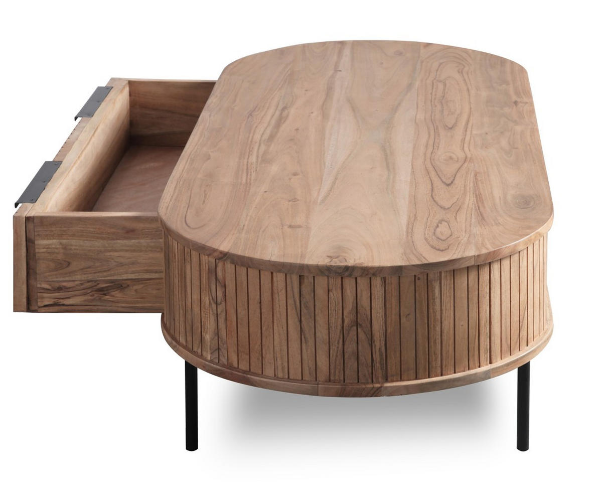 COUCHTISCH Akazie massiv Grau  - Grau, KONVENTIONELL, Holz/Metall (118/40/60cm) - Livetastic