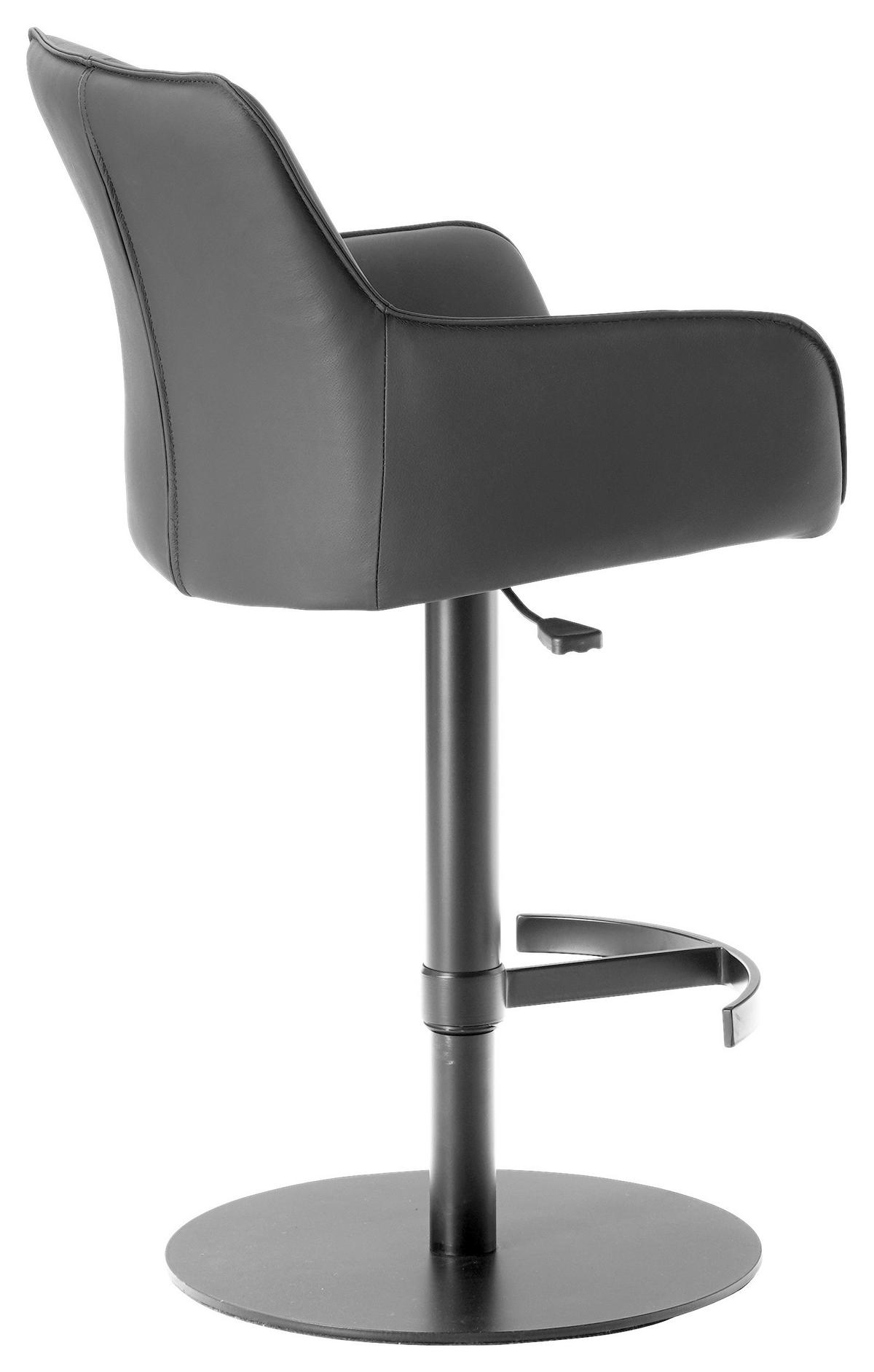 BARHOCKER in Metall, Leder Schwarz  - Schwarz, Design, Leder/Metall (54/92-112/55cm) - Novel
