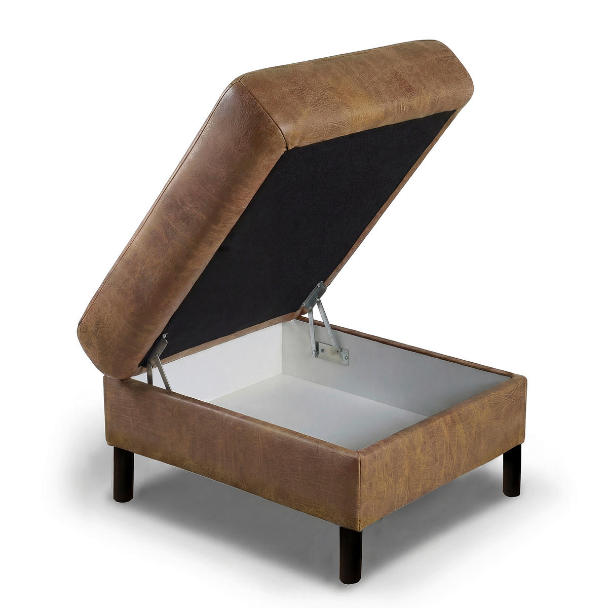 HOCKER Textil, Leder Braun  - Braun, Design, Leder/Textil (70/48/60cm) - Livetastic