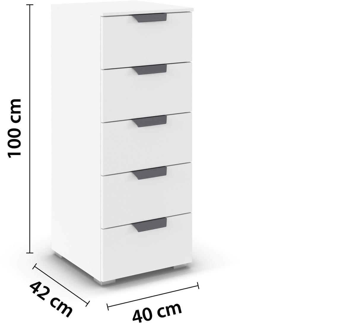 KOMMODE  in 40/100/35 cm  - Dunkelgrau/Weiß, Design, Holzwerkstoff/Metall (40/100/35cm) - Carryhome