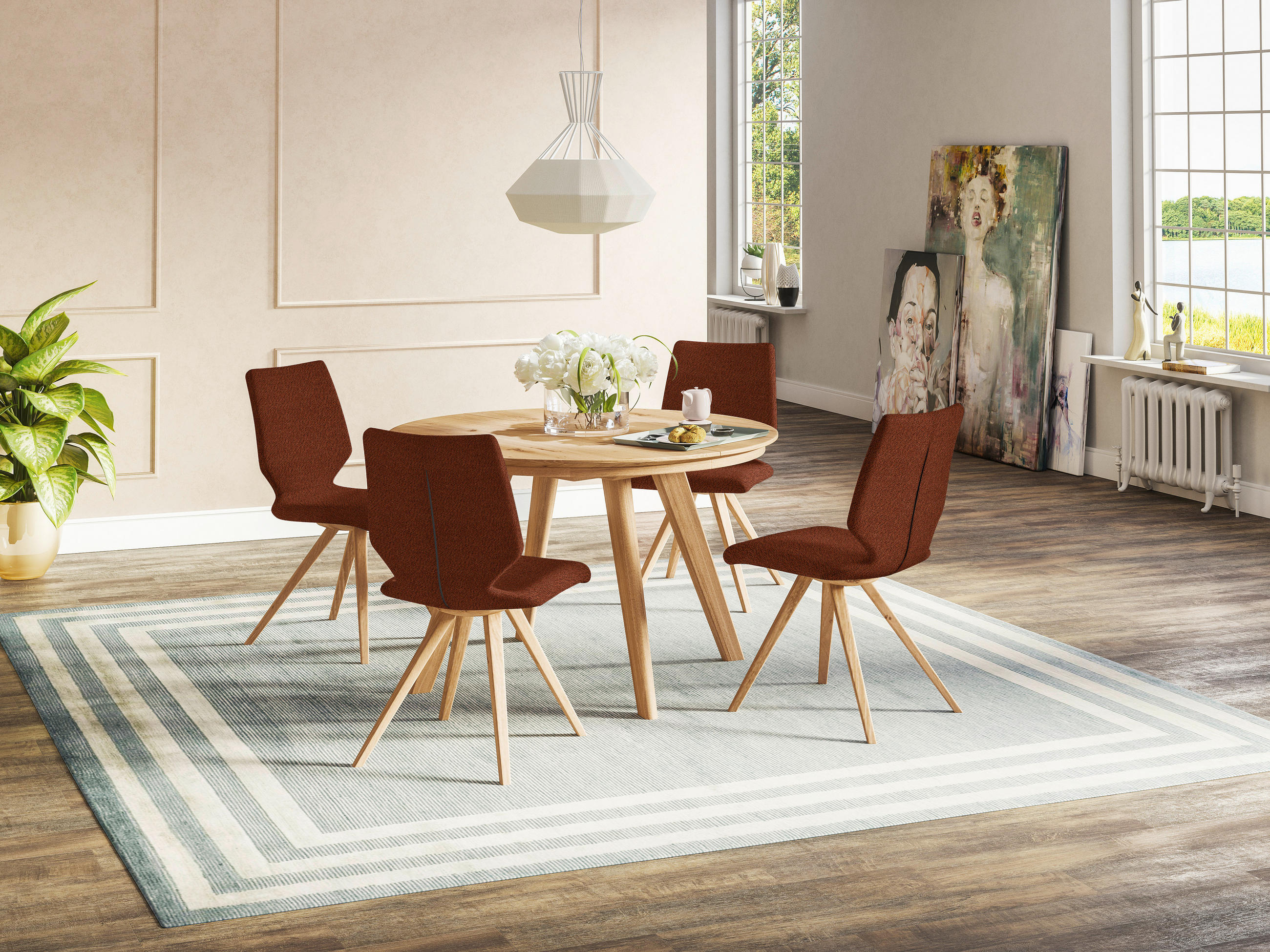 STUHL Struktur  - Eichefarben/Rostfarben, Design, Holz/Textil (50/92/64cm) - Venjakob