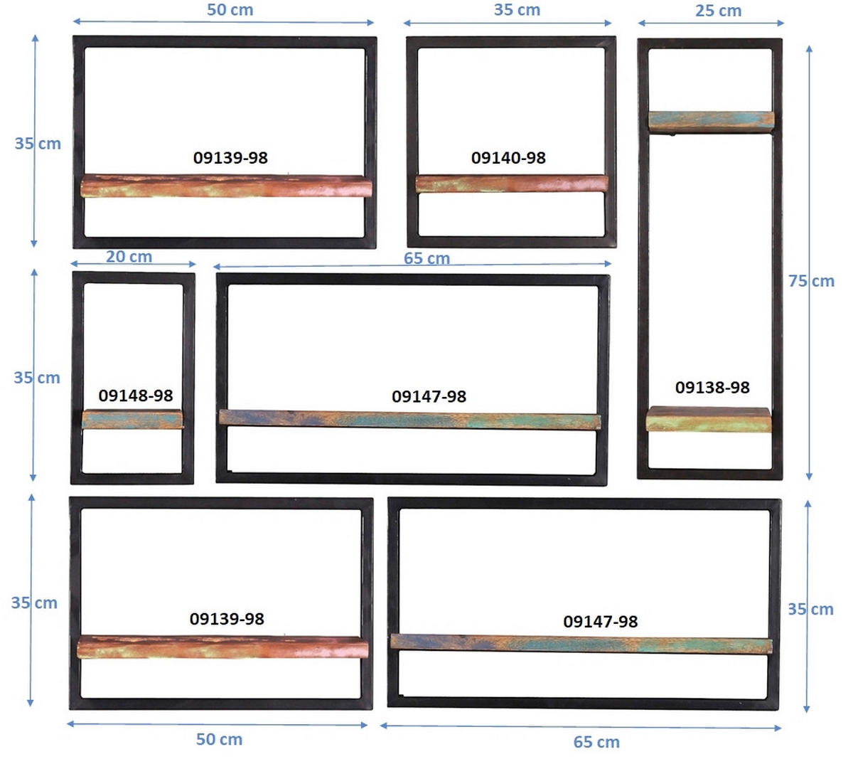 WANDREGALSET 120/115/25 cm  - Multicolor/Schwarz, Design, Holz/Metall (120/115/25cm) - MID.YOU