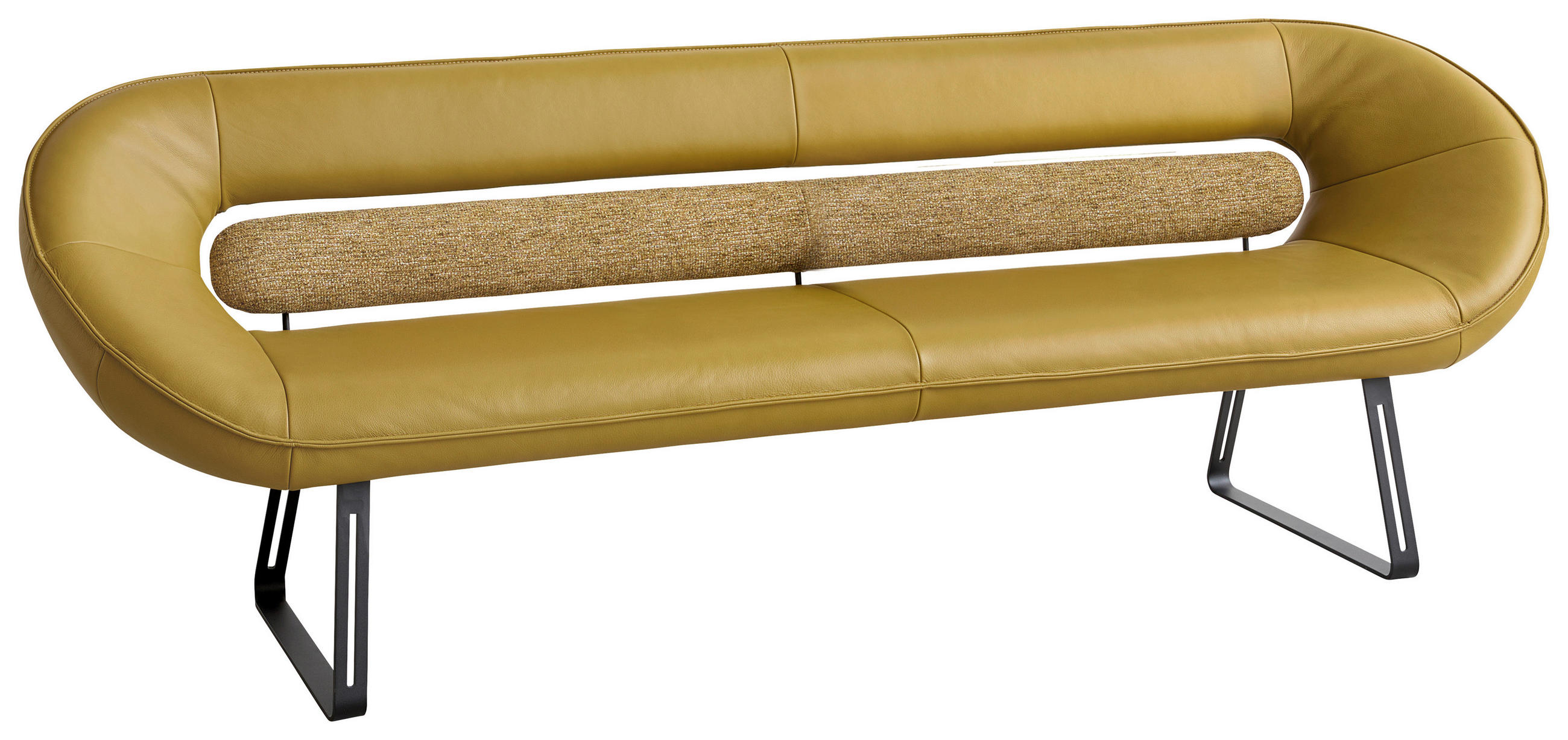SITZBANK Leder Senfgelb  - Beige/Senfgelb, Design, Leder/Textil (260/89/68cm) - Koinor