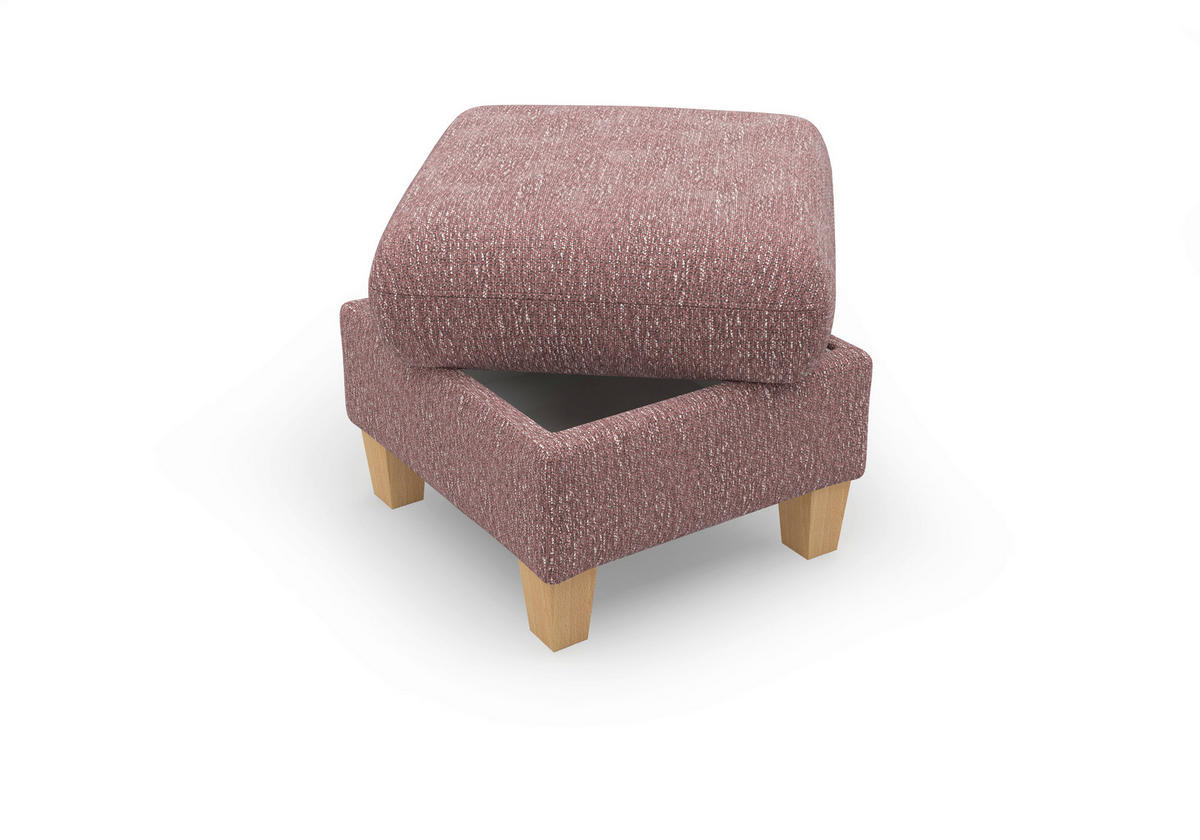 HOCKER GLENDALE E Chenille Aubergine  - Eichefarben/Aubergine, KONVENTIONELL, Holz/Textil (58/48/58cm) - Sit & More