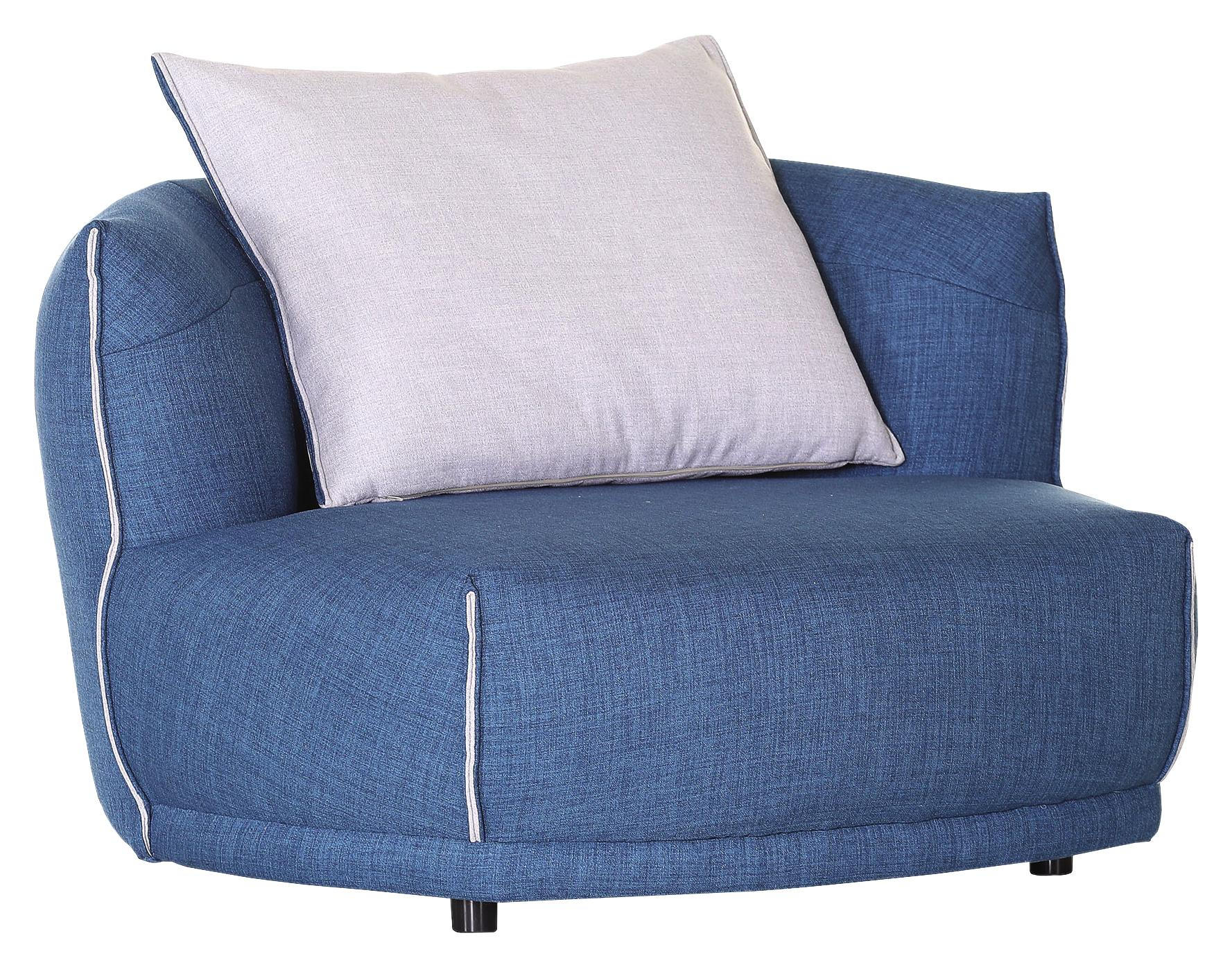 Designsessel in Textil Blau, Hellgrau