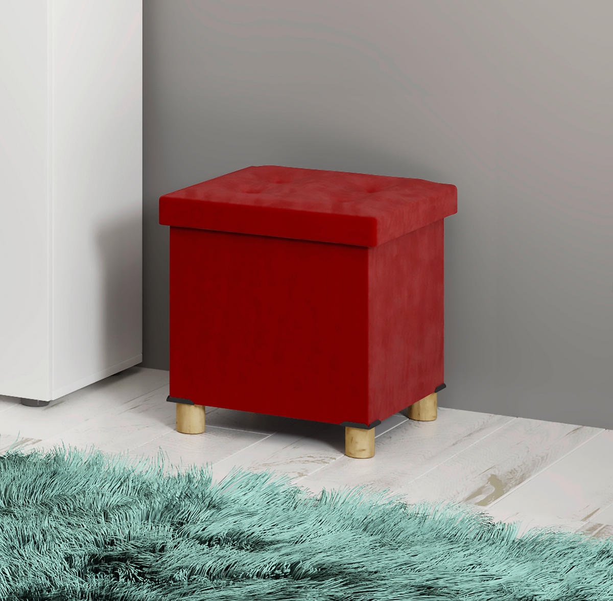 SITZBOX Textil Rot  - Rot/Braun, Modern, Holzwerkstoff/Textil (38/40/38cm) - MID.YOU