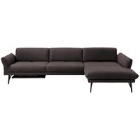 ECKSOFA in Echtleder Dunkelbraun  308/173 cm  - Anthrazit/Dunkelbraun, Design, Leder/Metall (308/173cm) - Joop!
