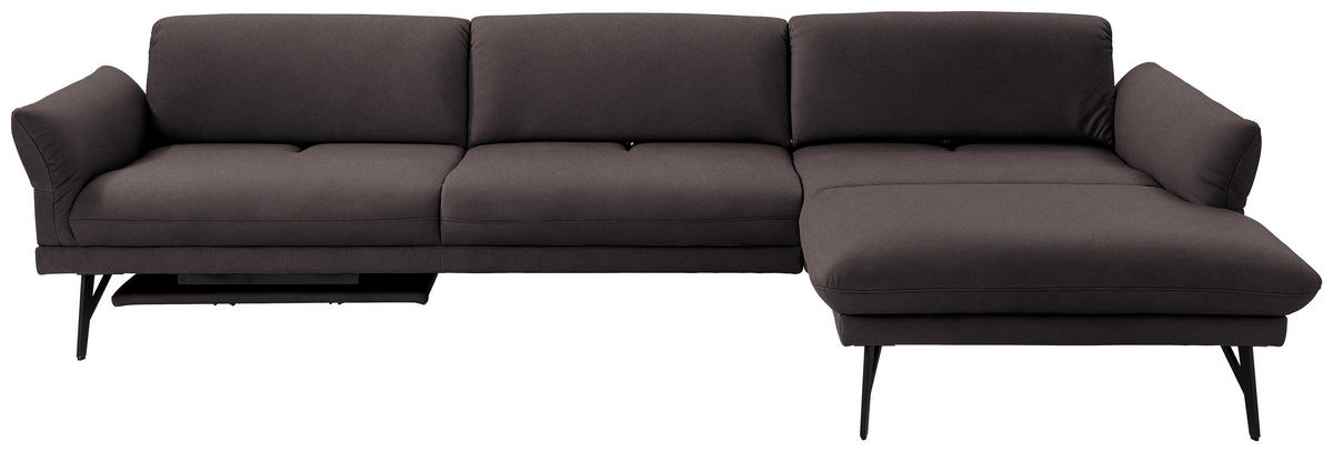 ECKSOFA in Echtleder Dunkelbraun  308/173 cm  - Anthrazit/Dunkelbraun, Design, Leder/Metall (308/173cm) - Joop!