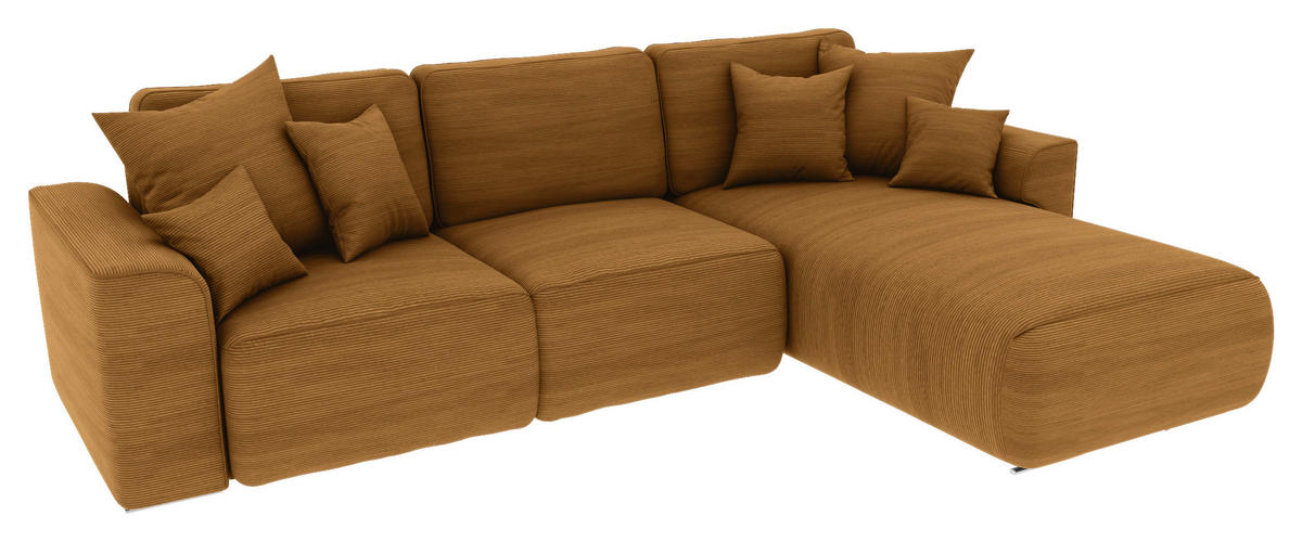 ECKSOFA in Cord Rostfarben  - Chromfarben/Rostfarben, Konventionell, Kunststoff/Textil (293/195cm) - MID.YOU