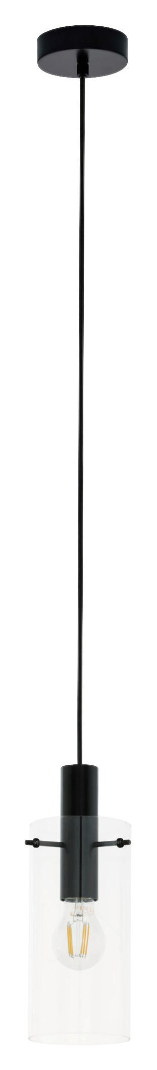 HÄNGELEUCHTE 11/110 cm   - Klar/Schwarz, MODERN, Glas/Metall (11/110cm)