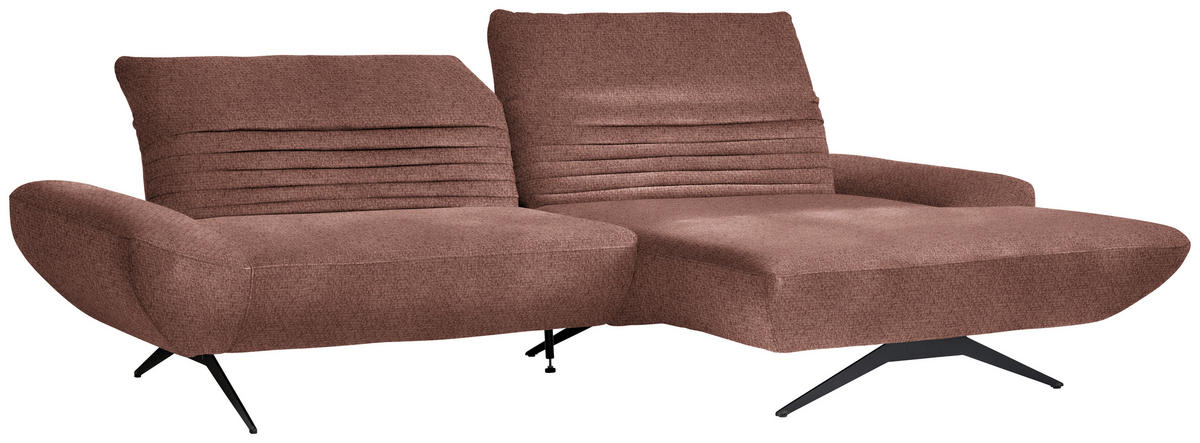ECKSOFA in Chenille Rotbraun  280/170-195 cm  - Rotbraun/Schwarz, Design, Textil/Metall (280/170-195cm) - Dieter Knoll