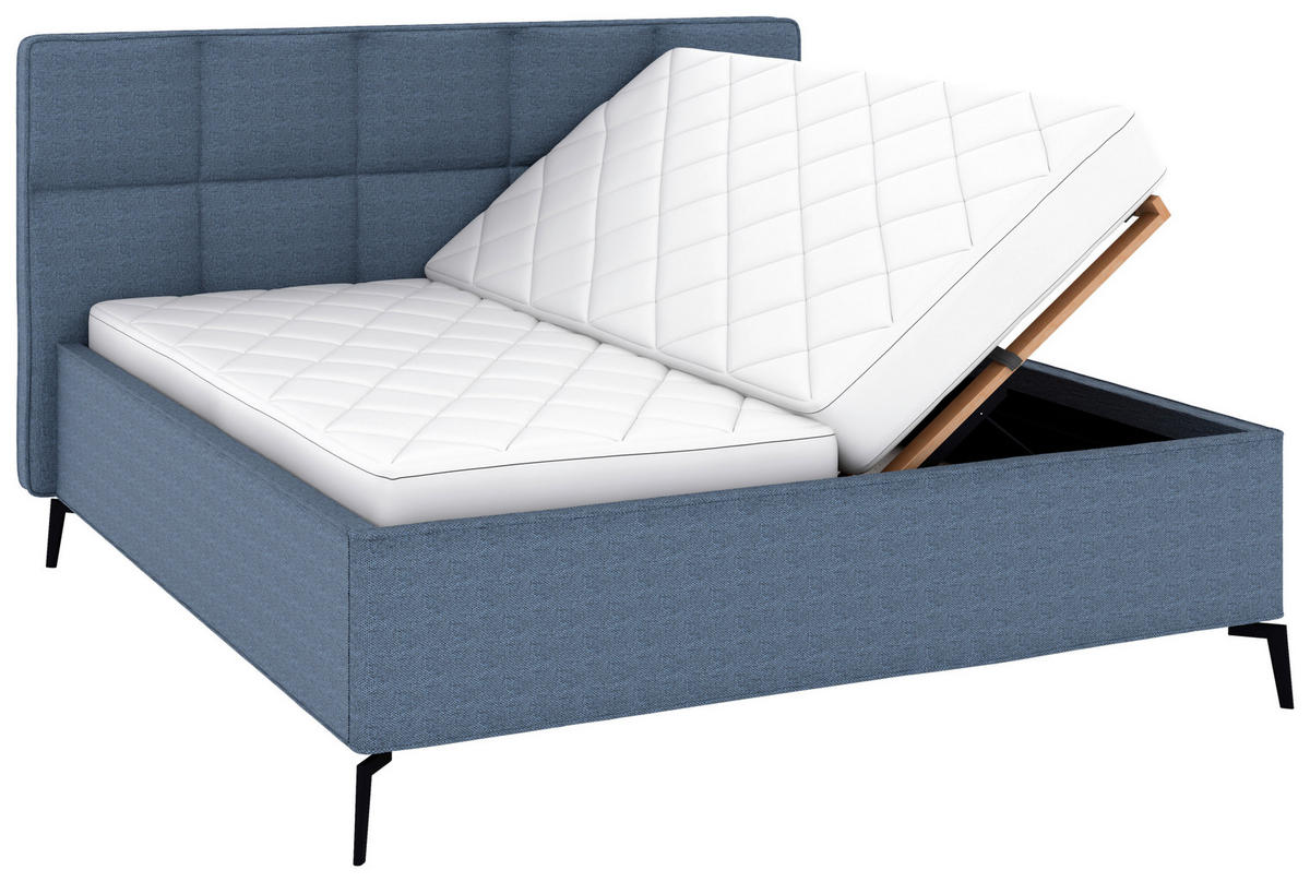 POLSTERBETT Bettkasten, motorische Verstellbarkeit, Fernbedienung, Lattenroste, Matratzen 180/200 cm  in Blau  - Blau/Schwarz, KONVENTIONELL, Holz/Textil (180/200cm) - Musterring