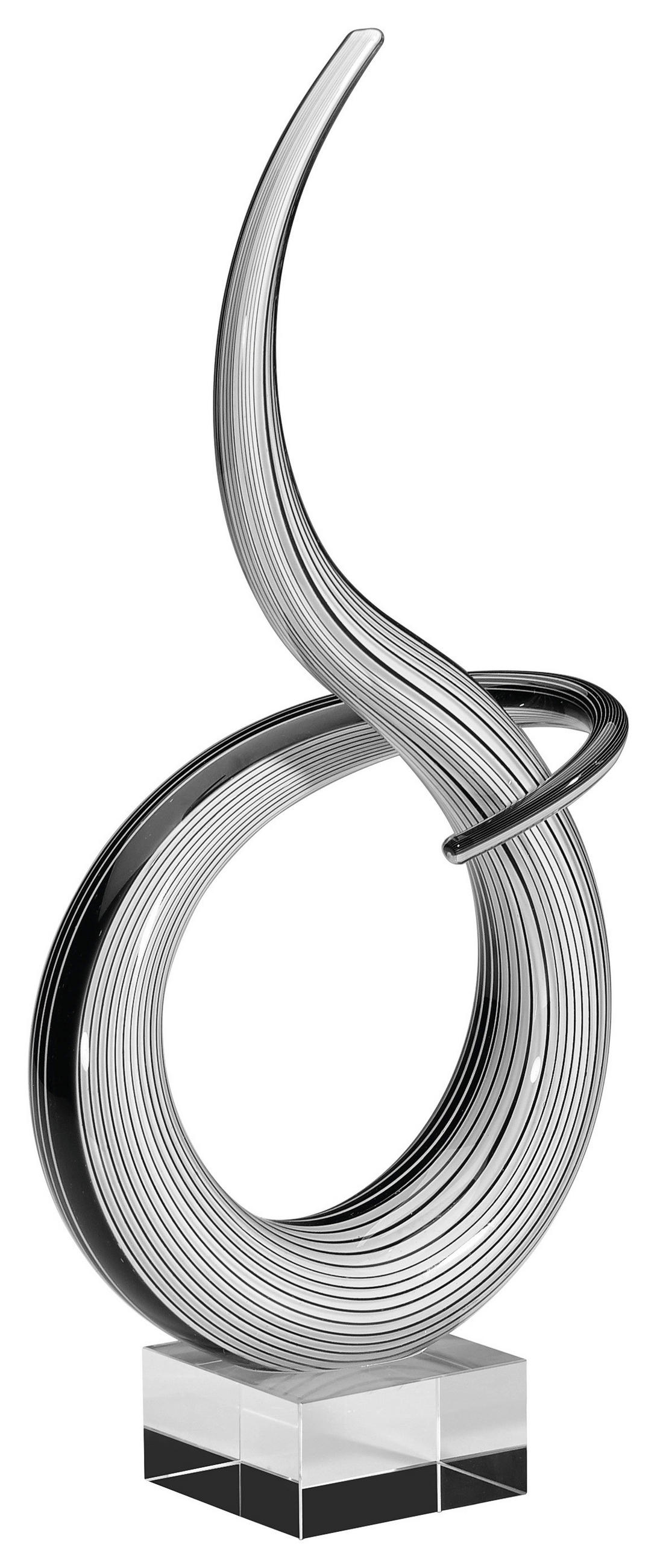 SKULPTUR - Schwarz/Weiß, Basics, Glas (17,5/8/42cm) - Ambia Home