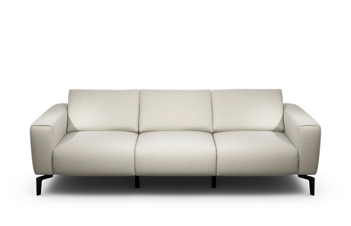 3-SITZER-SOFA Chenille Naturfarben  - Schwarz/Naturfarben, Design, Textil/Metall (250/86/86-94cm) - SENSOO