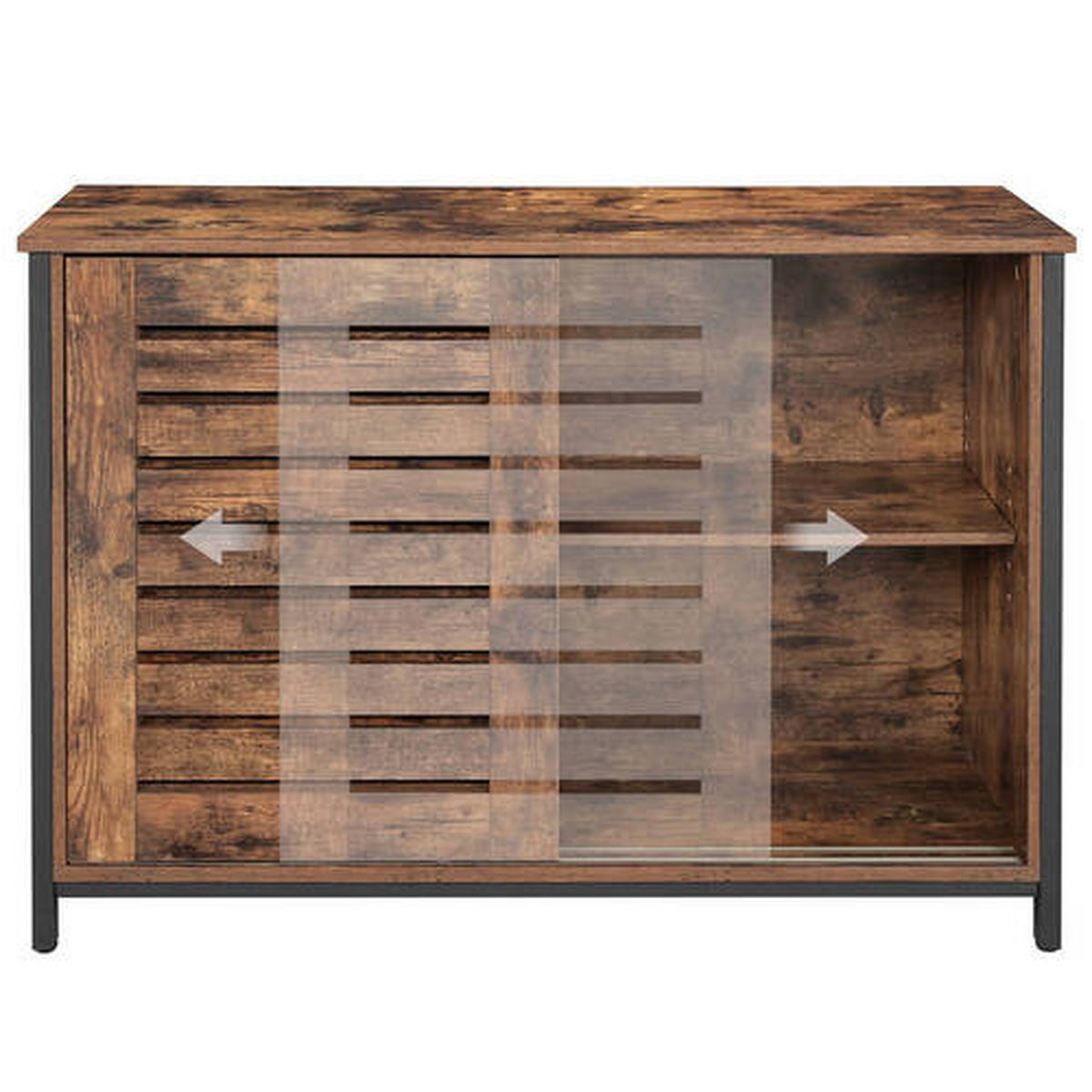 KOMODA, hnedá, čierna, 100/70/35 cm - hnedá/čierna, Trend, kov/kompozitné drevo (100/70/35cm) - Boxxx