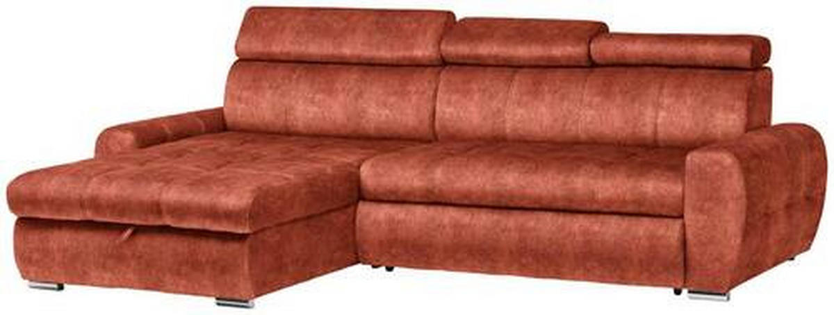 ECKSOFA in Velours Rostfarben  173/276 cm  - Chromfarben/Rostfarben, Design, Kunststoff/Textil (173/276cm) - Stylife