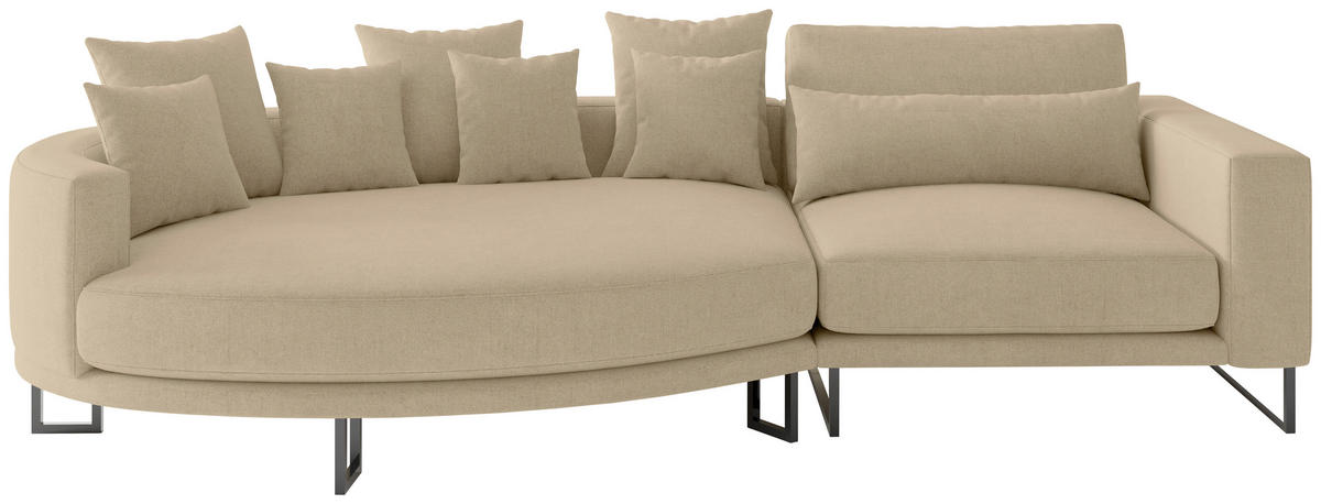BIGSOFA Natalia Webstoff Beige  - Beige/Schwarz, Design, Textil/Metall (283/150cm) - Livetastic