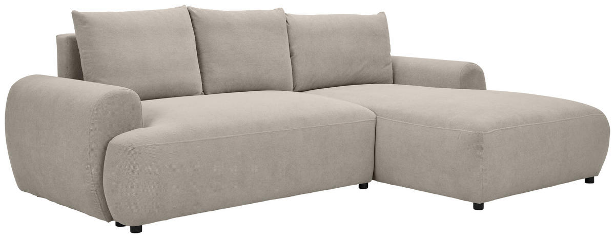 ECKSOFA in Webstoff Beige  - Beige/Schwarz, Modern, Kunststoff/Textil (265/175cm) - MID.YOU