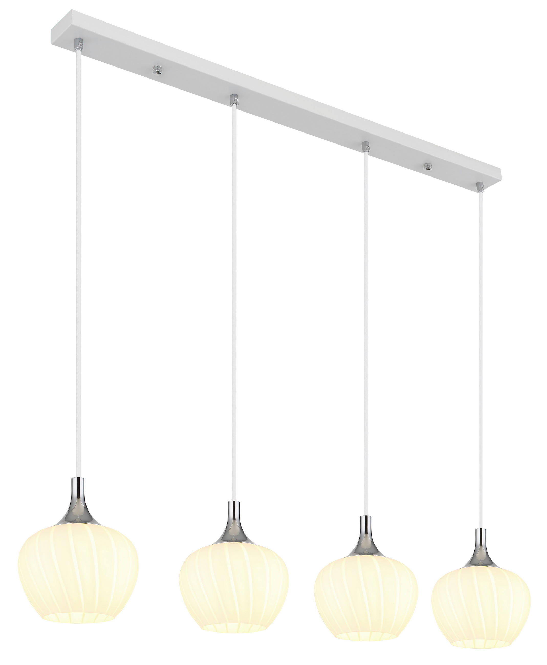 HÄNGLAMPA 100/18/120 cm  - vit/kromfärg, Klassisk, metall/glas (100/18/120cm) - Globo