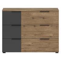 ŠIROKÁ KOMODA, 120/89/40 cm - barvy dubu/barvy grafitu, Design, kompozitní dřevo (120/89/40cm) - Carryhome