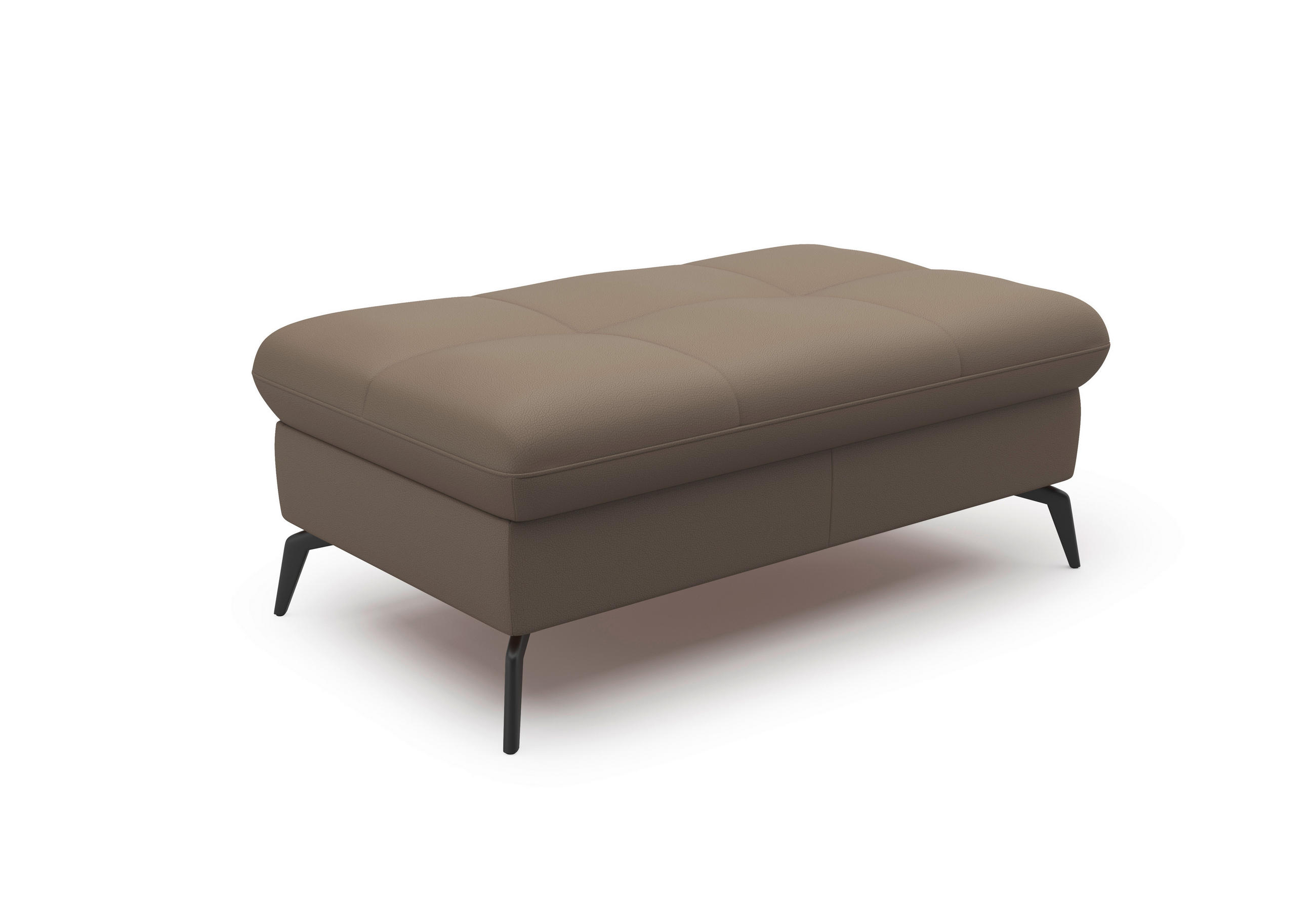 HOCKER in Leder Grau - Schwarz/Grau, Konventionell, Leder/Metall (102/47/69cm) - Sit & More