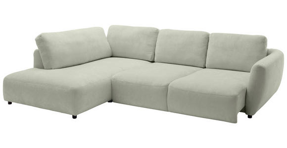 ECKSOFA  in Chenille Salbeigrün  224/307 cm  - Salbeigrün/Schwarz, KONVENTIONELL, Kunststoff/Textil (224/307cm) - Hom`in