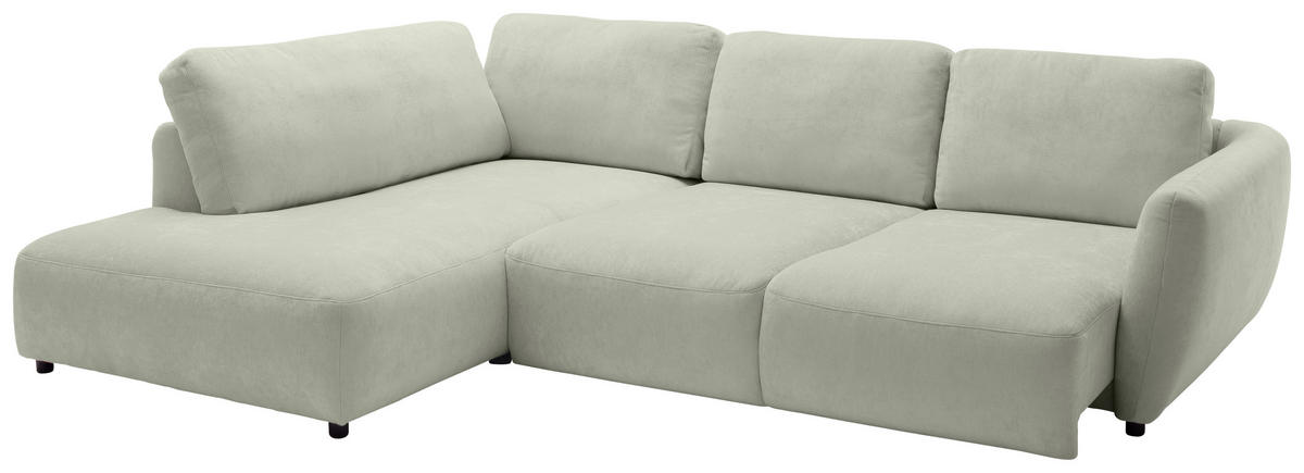 ECKSOFA  in Chenille Salbeigrün  224/307 cm  - Salbeigrün/Schwarz, KONVENTIONELL, Kunststoff/Textil (224/307cm) - Hom`in