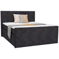 BOXSPRINGBETT 180/200 cm  in Anthrazit  - Anthrazit/Schwarz, KONVENTIONELL, Kunststoff/Textil (180/200cm) - Ti'me