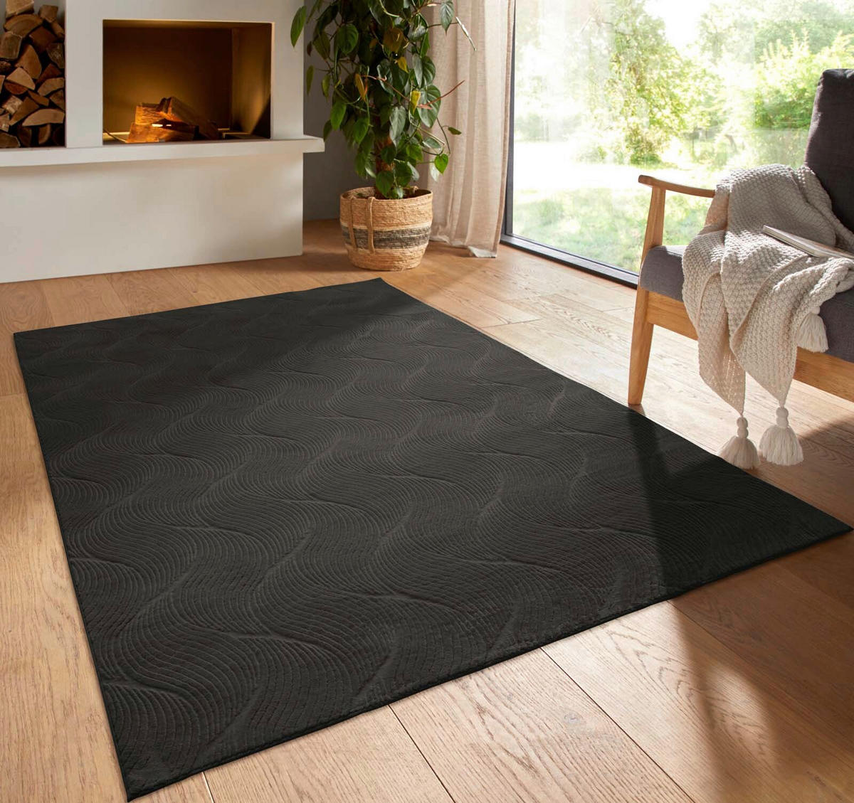 WEBTEPPICH  Wohnzimmer 60/120 cm Homestyle Anthrazit rechteckig  - Anthrazit, Design, Textil (60/120cm) - Novel