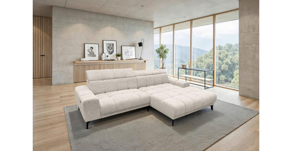 ECKSOFA inkl.Funktionen Perlmutt Chenille  - Perlmutt/Schwarz, MODERN, Textil/Metall (300/195cm) - Xora