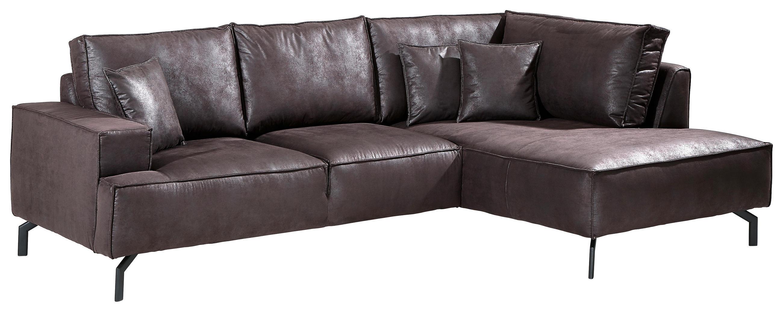 ECKSOFA Anthrazit, Braun Mikrofaser  - Anthrazit/Schwarz, Design, Textil/Metall (270/190cm) - Carryhome